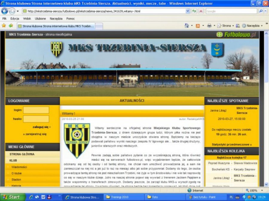 Nowa strona internetowa MKS-u Trzebinia 
