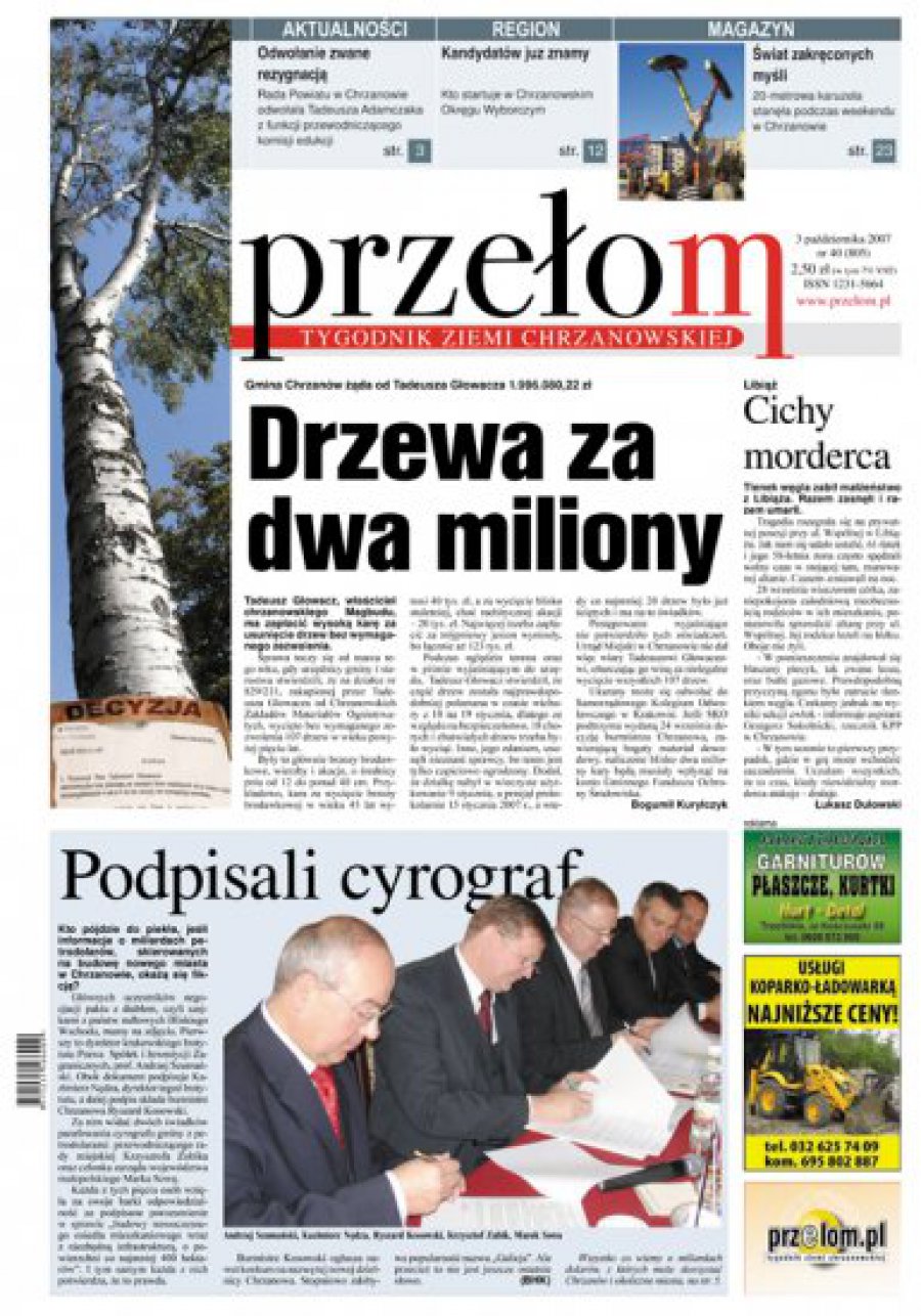 Wznowione postępowanie w sprawie wyciętych drzew na posesji Tadeusza Głowacza