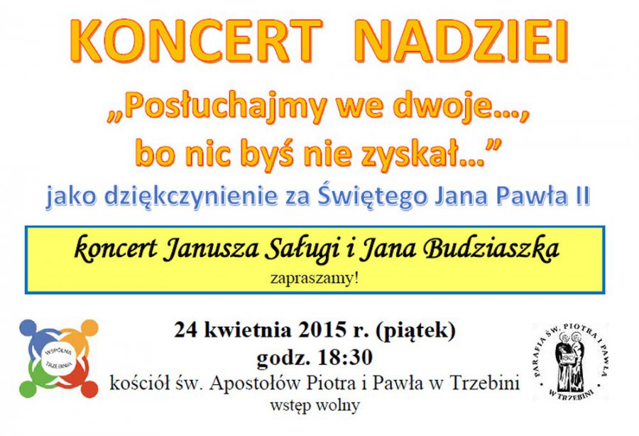 Koncert Nadziei. Janusz Saługa i Jan Budziaszek w Trzebini