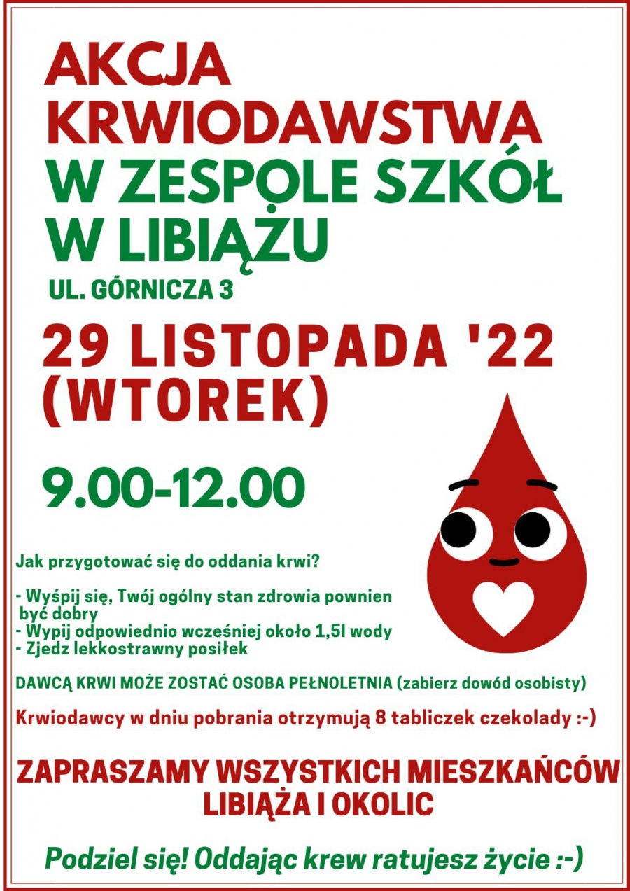 Jutro coroczna akcja krwiodawstwa w ZS w Libiążu