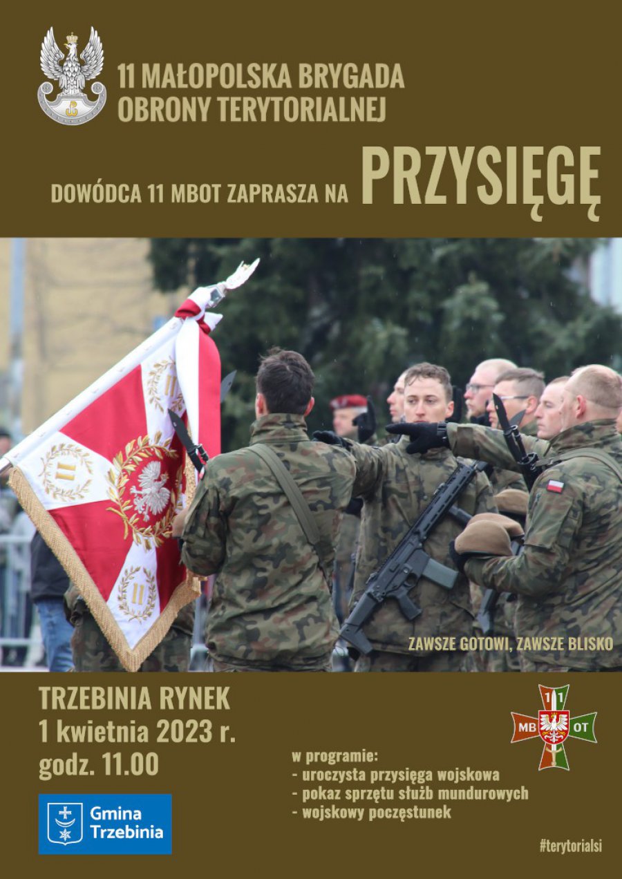 Przysięga żołnierzy WOT w Trzebini. 31 marca i 1 kwietnia będą utrudnienia w ruchu