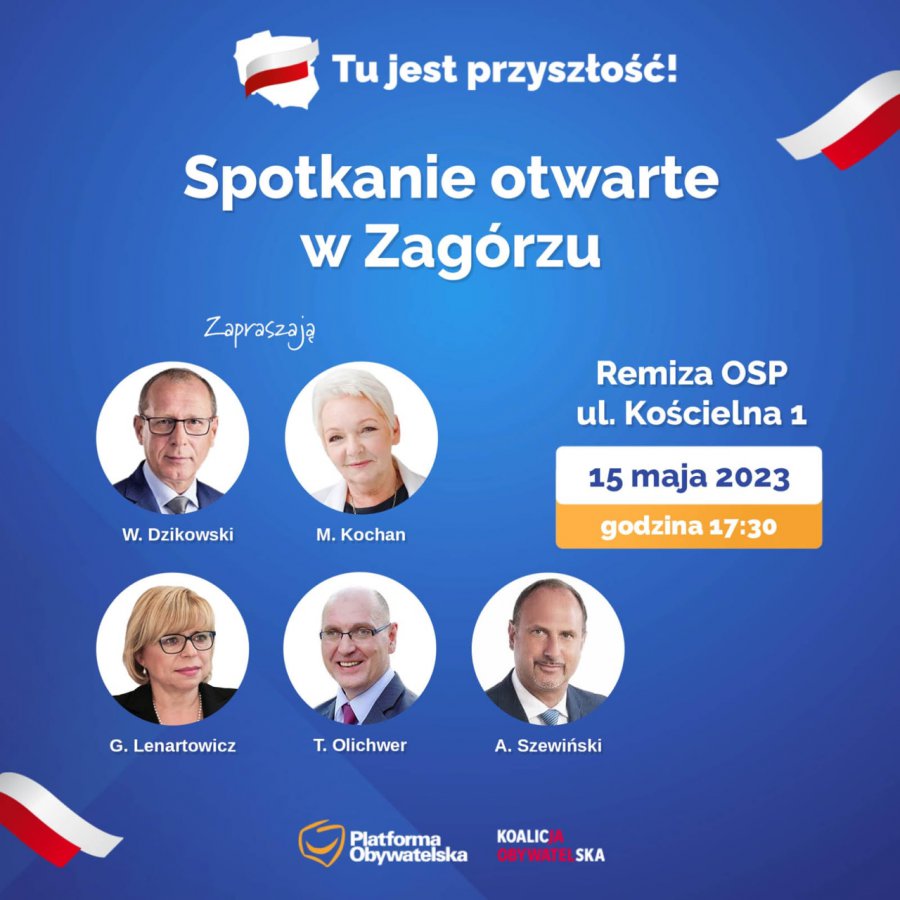 W poniedziałek, 15 maja, w powiecie chrzanowskim będzie kilku posłów Koalicji Obywatelskiej